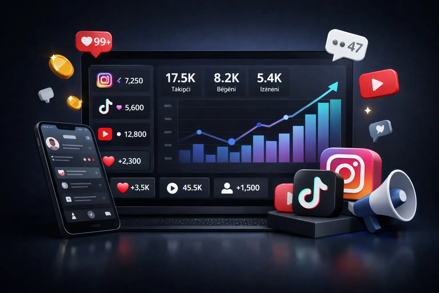 premium sosyal medya hizmetleri ile instagram tiktok youtube hesap b&uuml;y&uuml;me &ccedil;&ouml;z&uuml;mleri