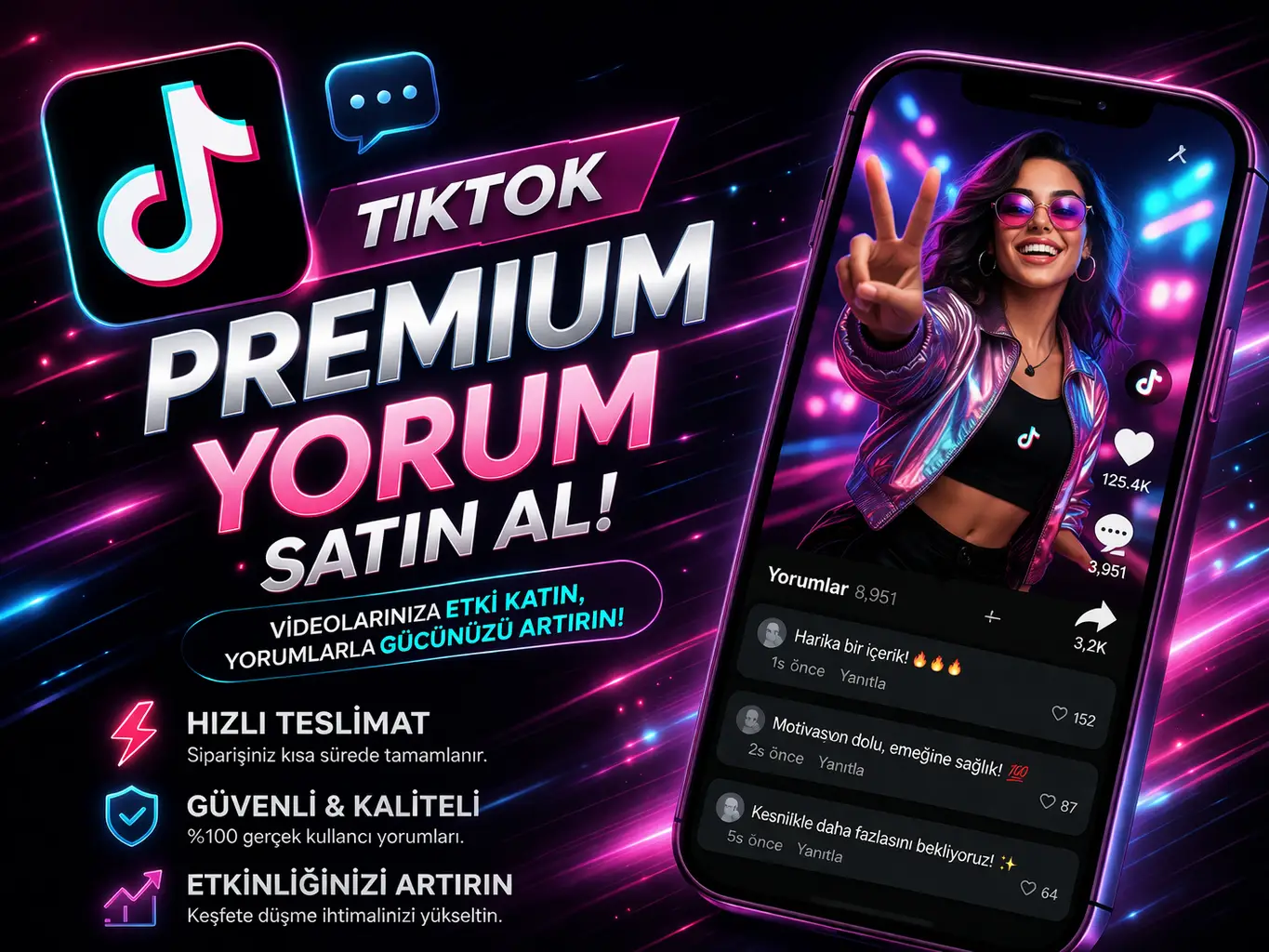 TikTok premium yorum hizmeti ile g&ouml;nderilerde ger&ccedil;ek ve kaliteli etkileşim artışı